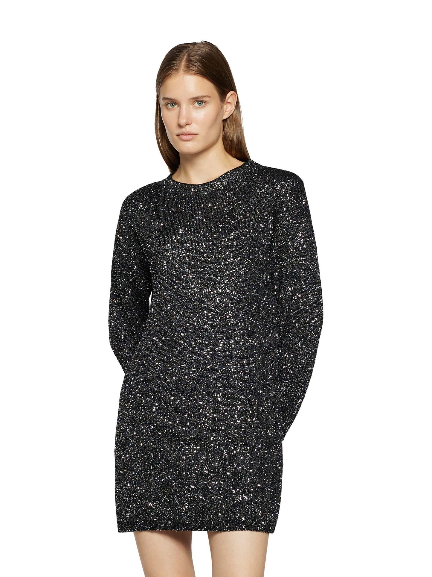 Sequin dress with over opening in the back