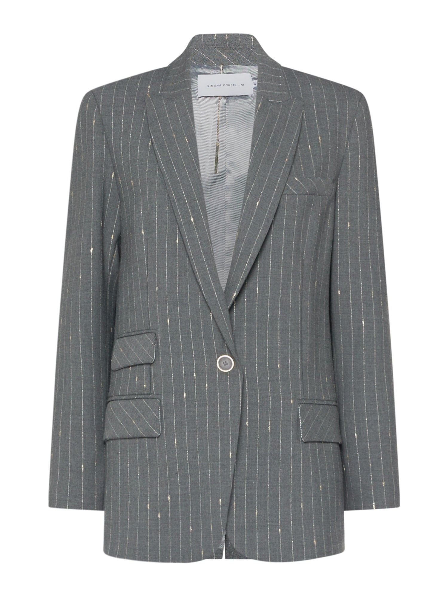 Straight jacket in luxury pinstripe with button front