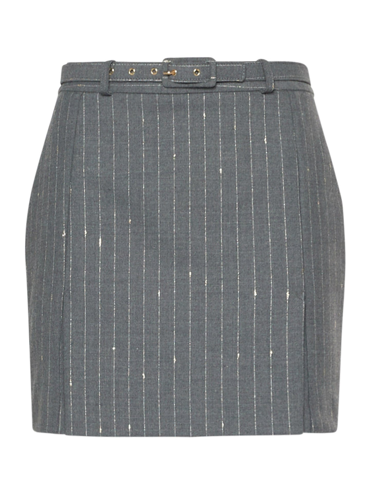 Luxury pinstripe belted miniskirt