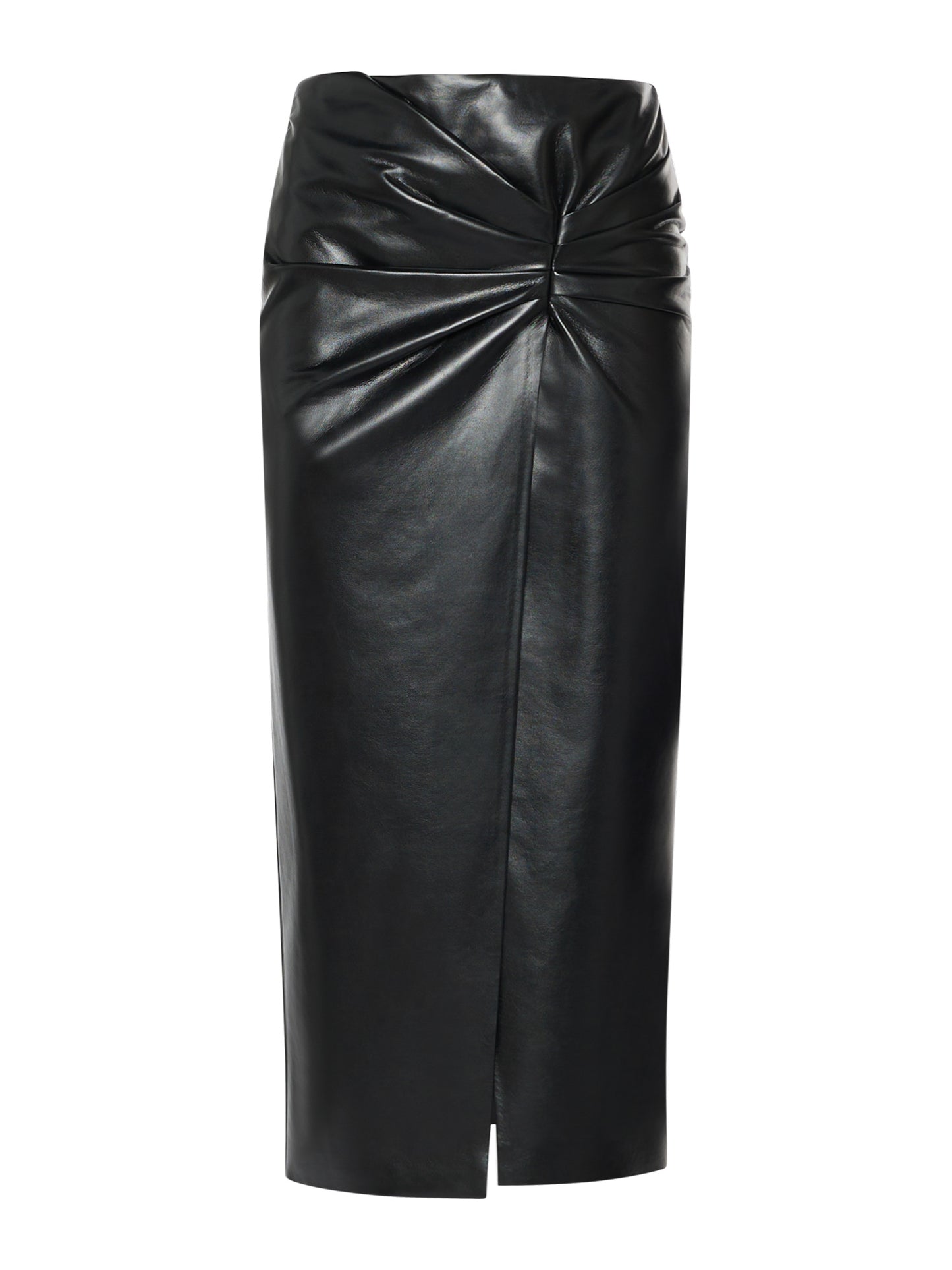 Vegan leather skirt with waist knot