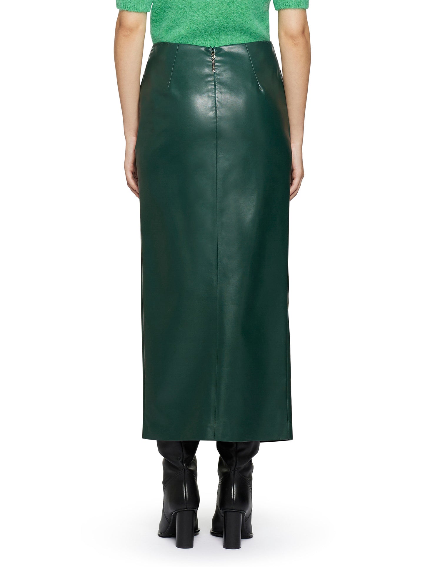 Vegan leather skirt with waist knot