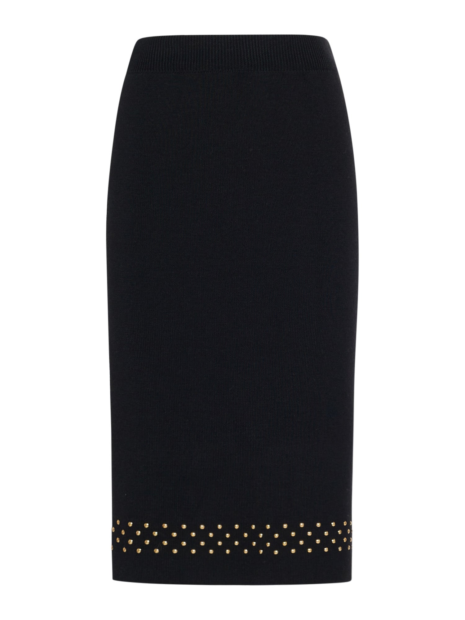 Wool-blend midi skirt with studs applied to the bottom