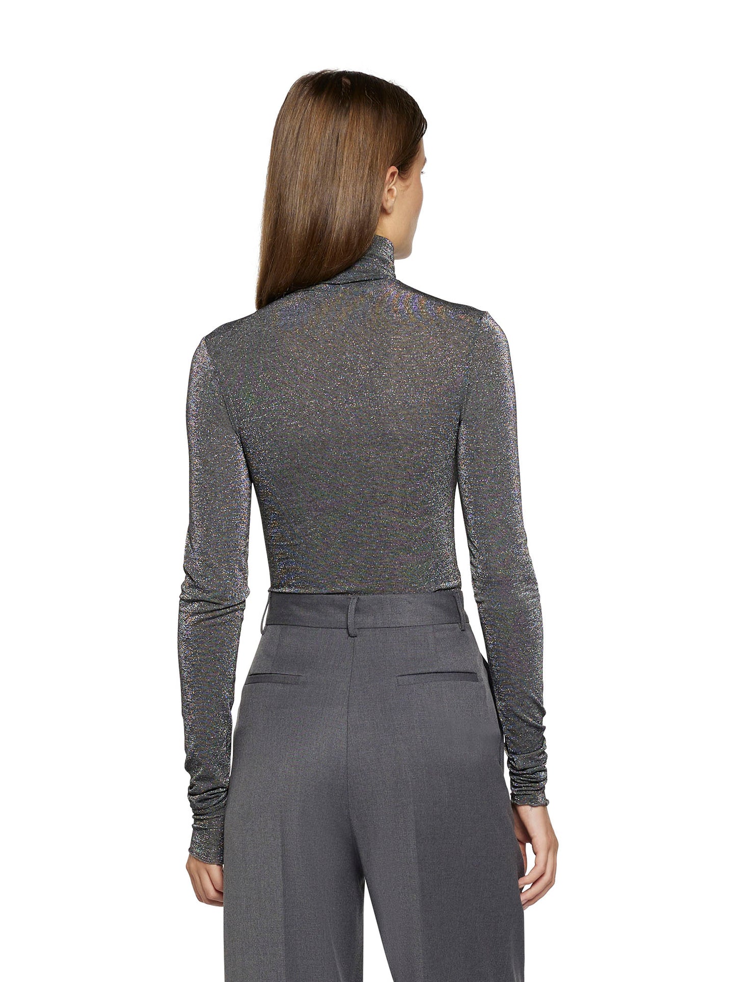 Long-sleeved turtleneck in lurex tulle