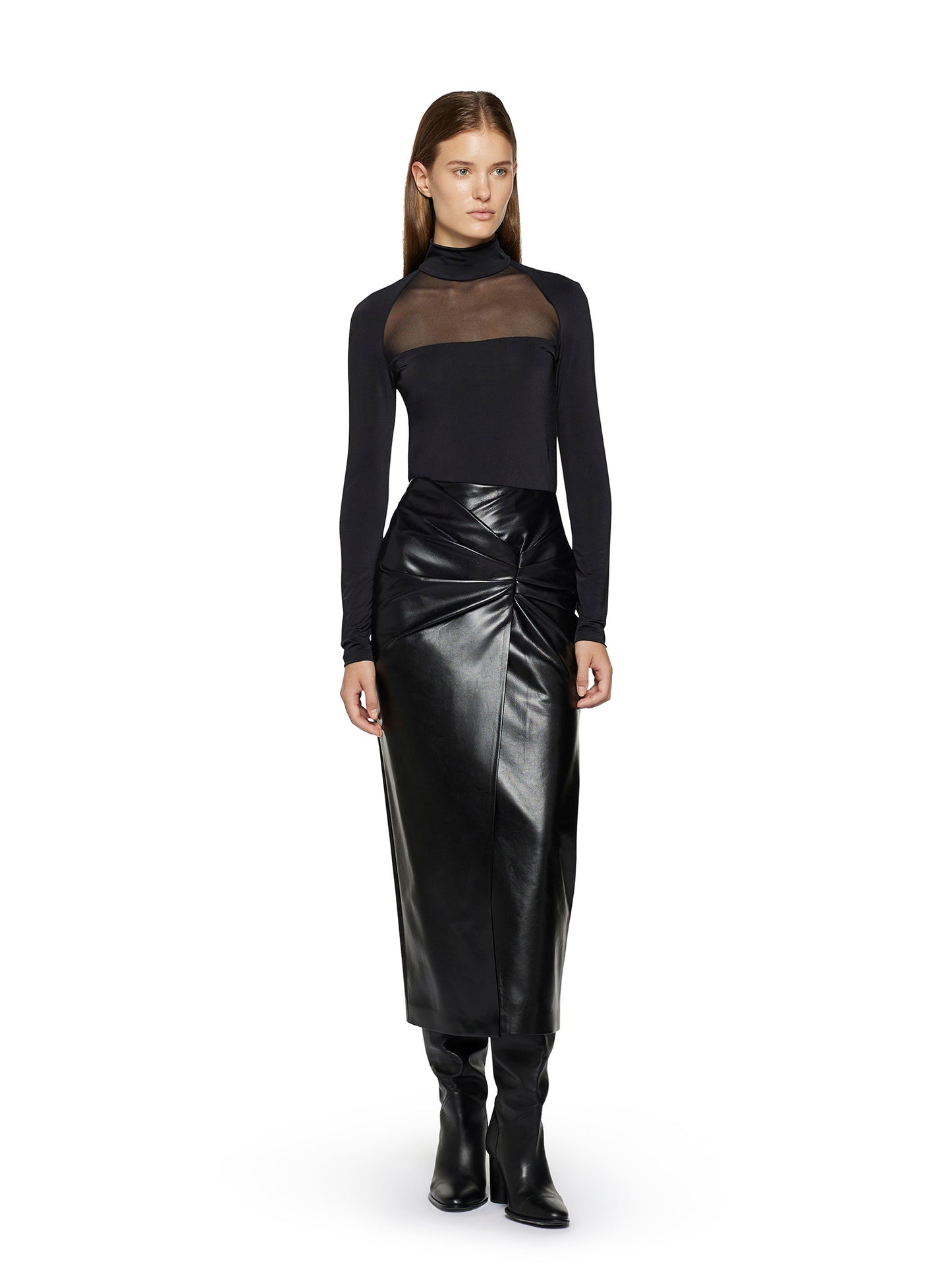 Turtleneck jersey jumper with tulle insert