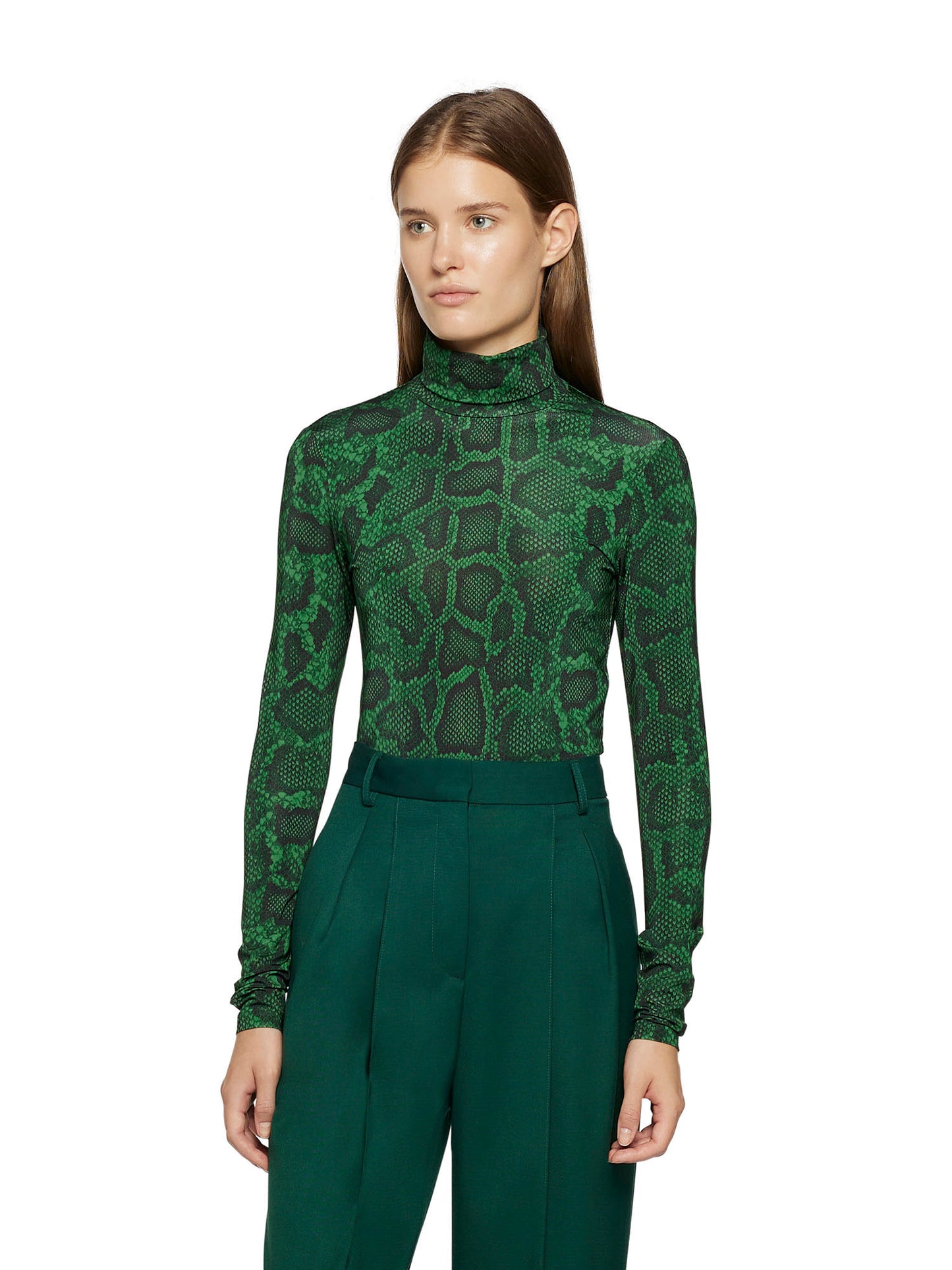 Viscose jersey turtleneck with python print