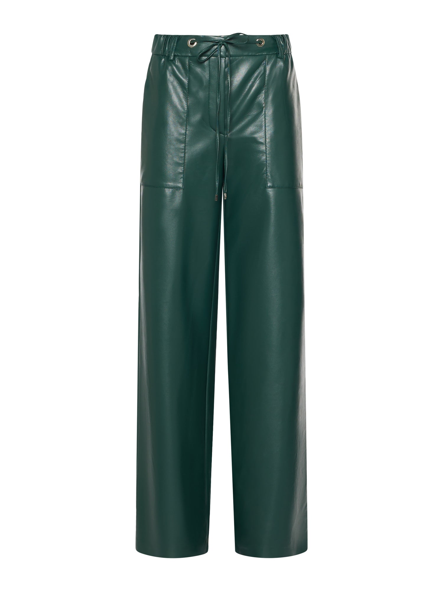 Wide trousers in vegan leather with gold sails