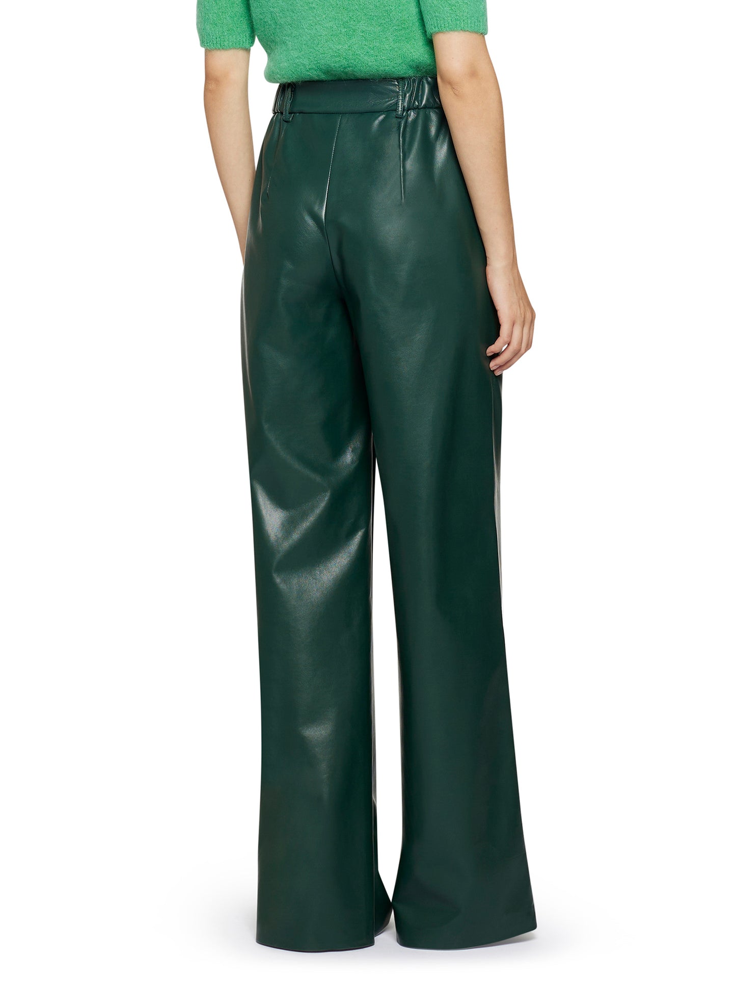 Wide trousers in vegan leather with gold sails