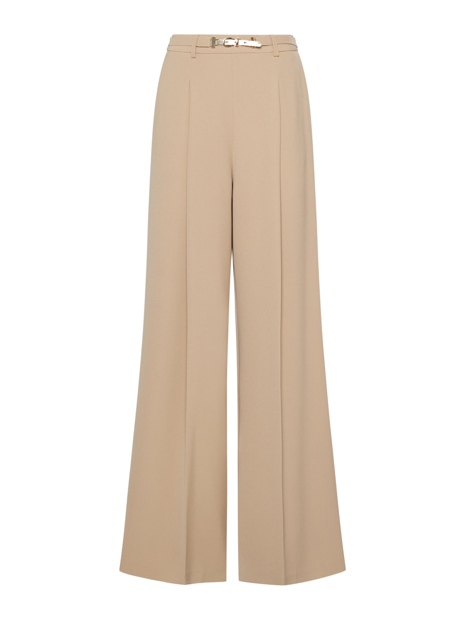 Wide trousers with gold-plated metal buckle