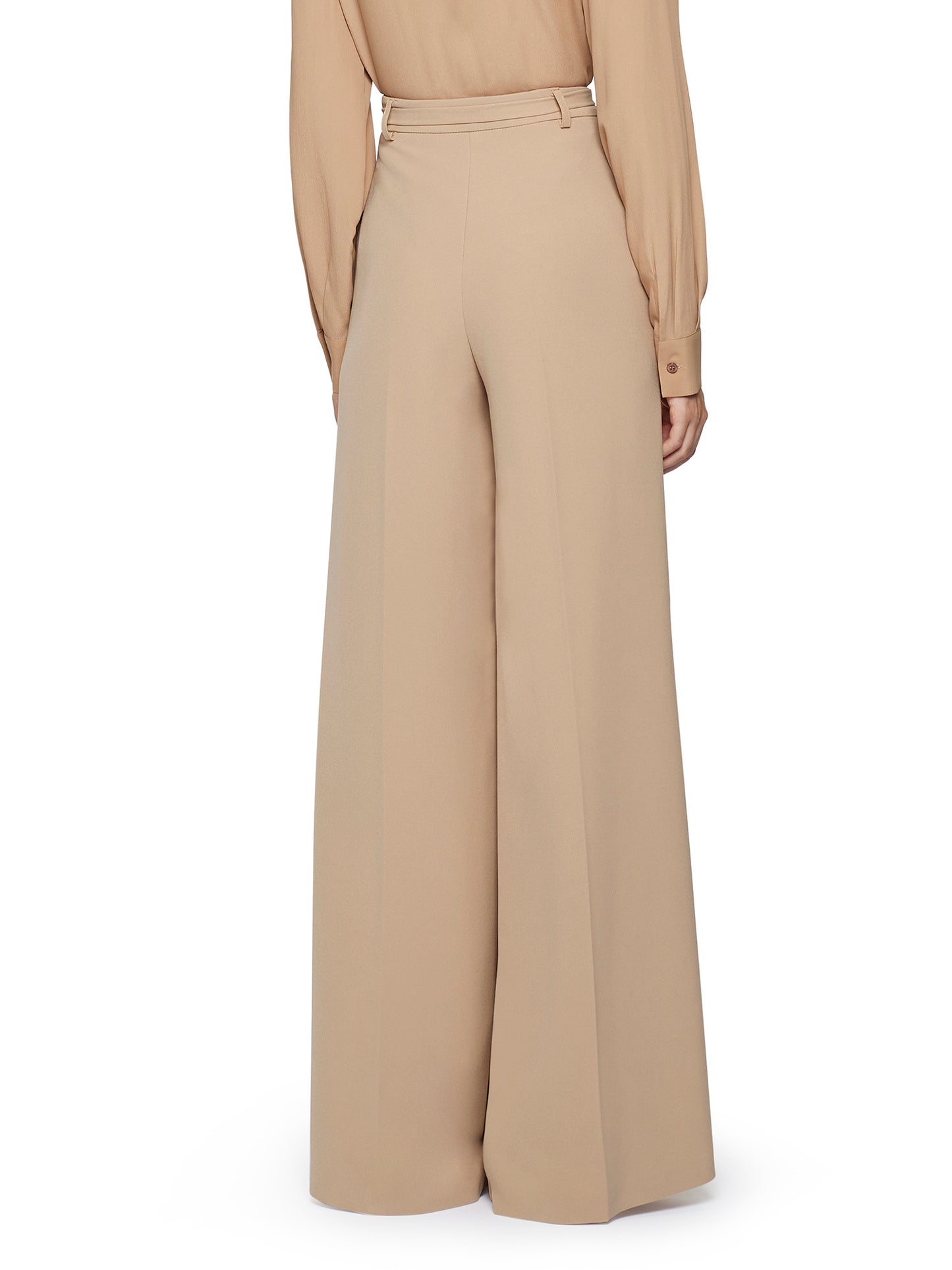 Wide trousers with gold-plated metal buckle