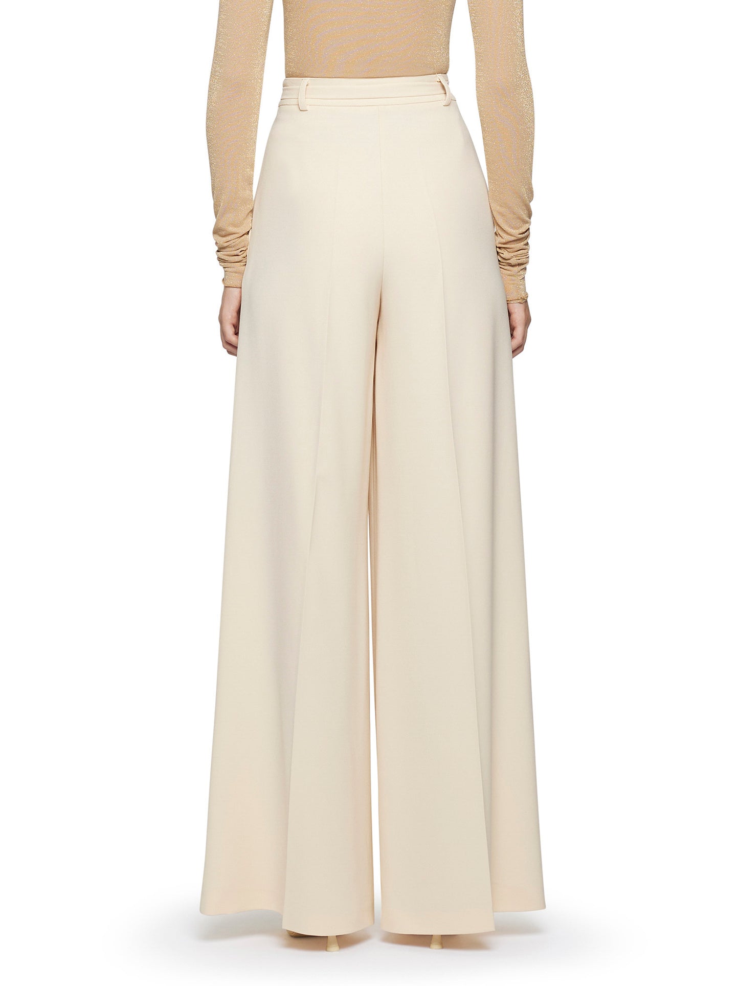 Wide trousers with gold-plated metal buckle