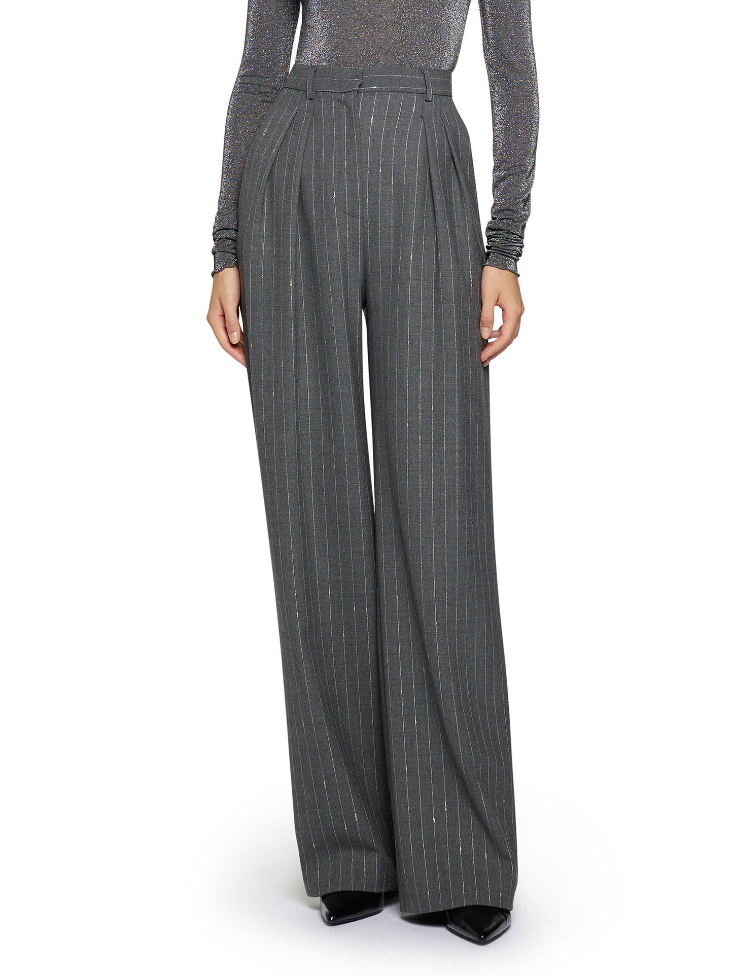 Wide trousers with double pinces in luxury pinstripes