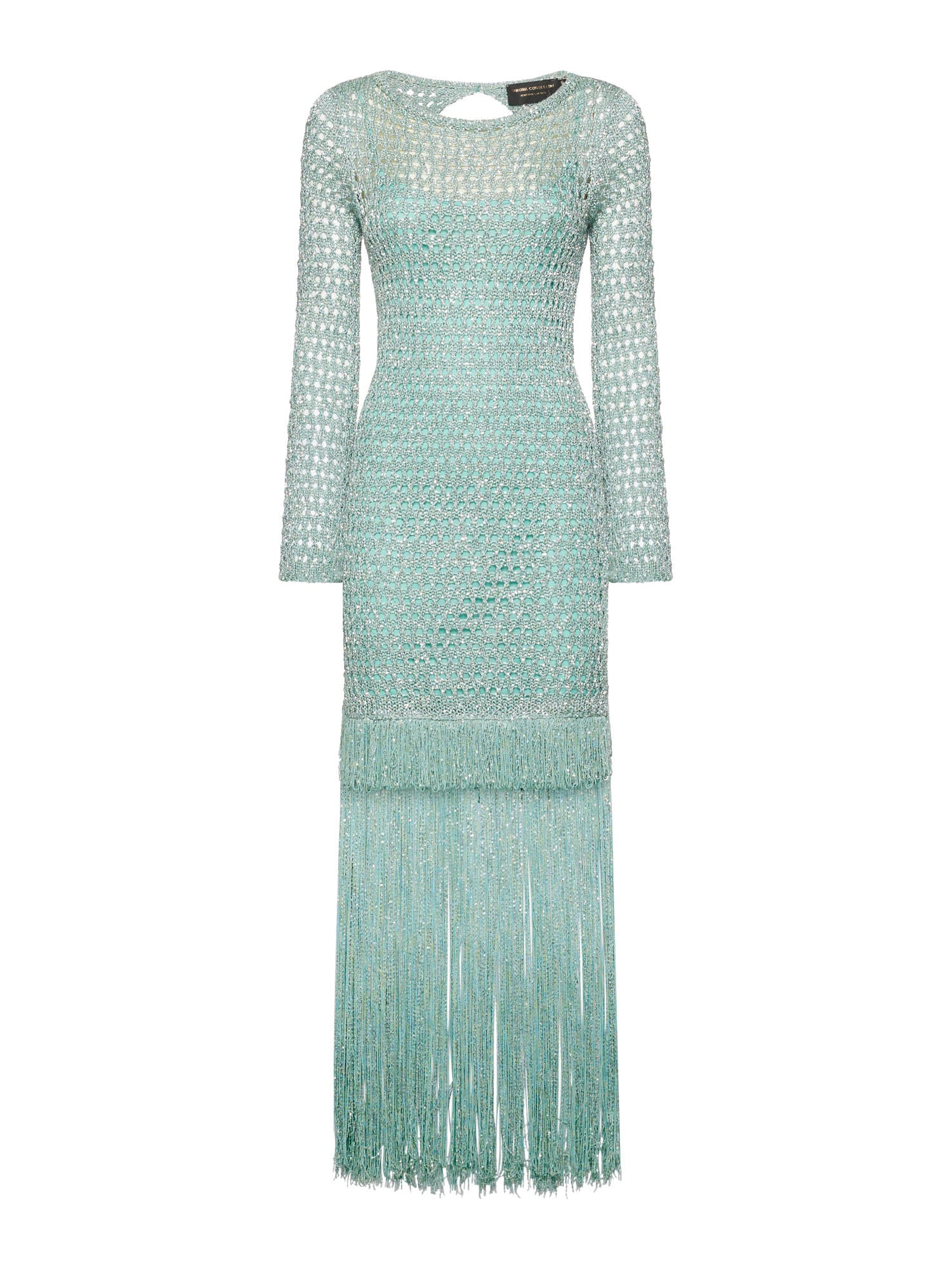 Long dress in sequin mesh with long sleeves