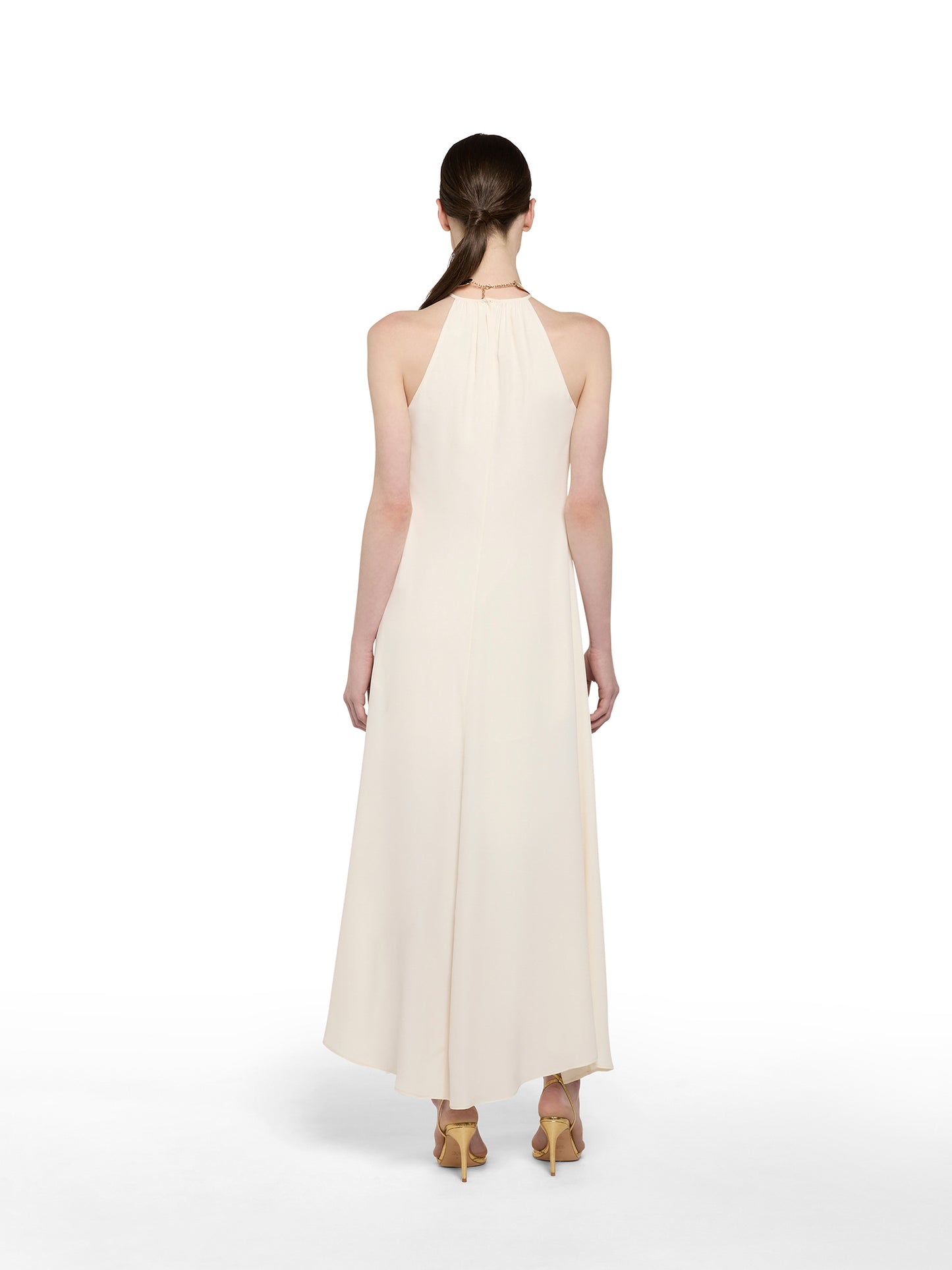 Long dress in silk acetate