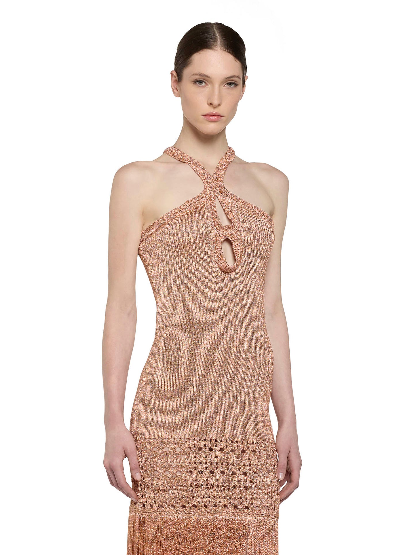 Dress 7/8 length in perforated lurex