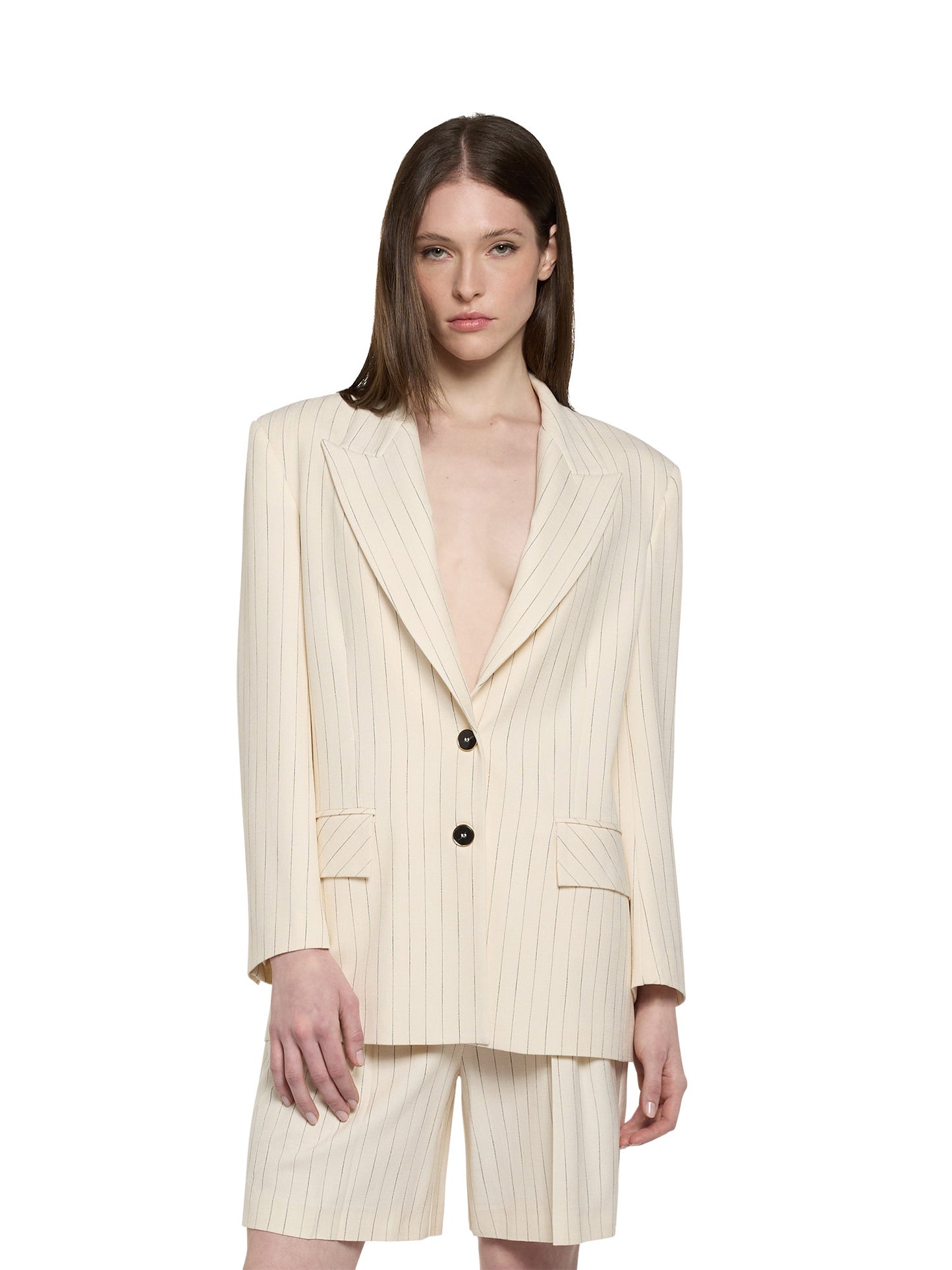 Oversized two-button pinstripe jacket