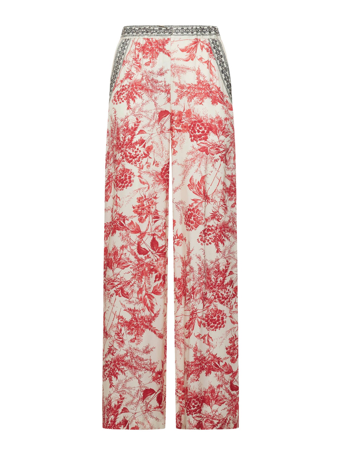 Wide-leg trousers in flower ink print