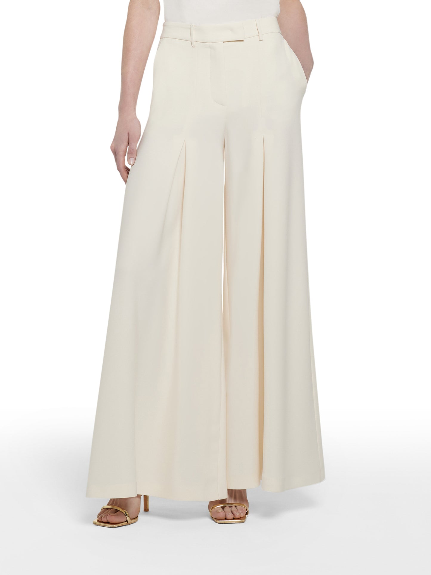 Wide-leg trousers in poly cady