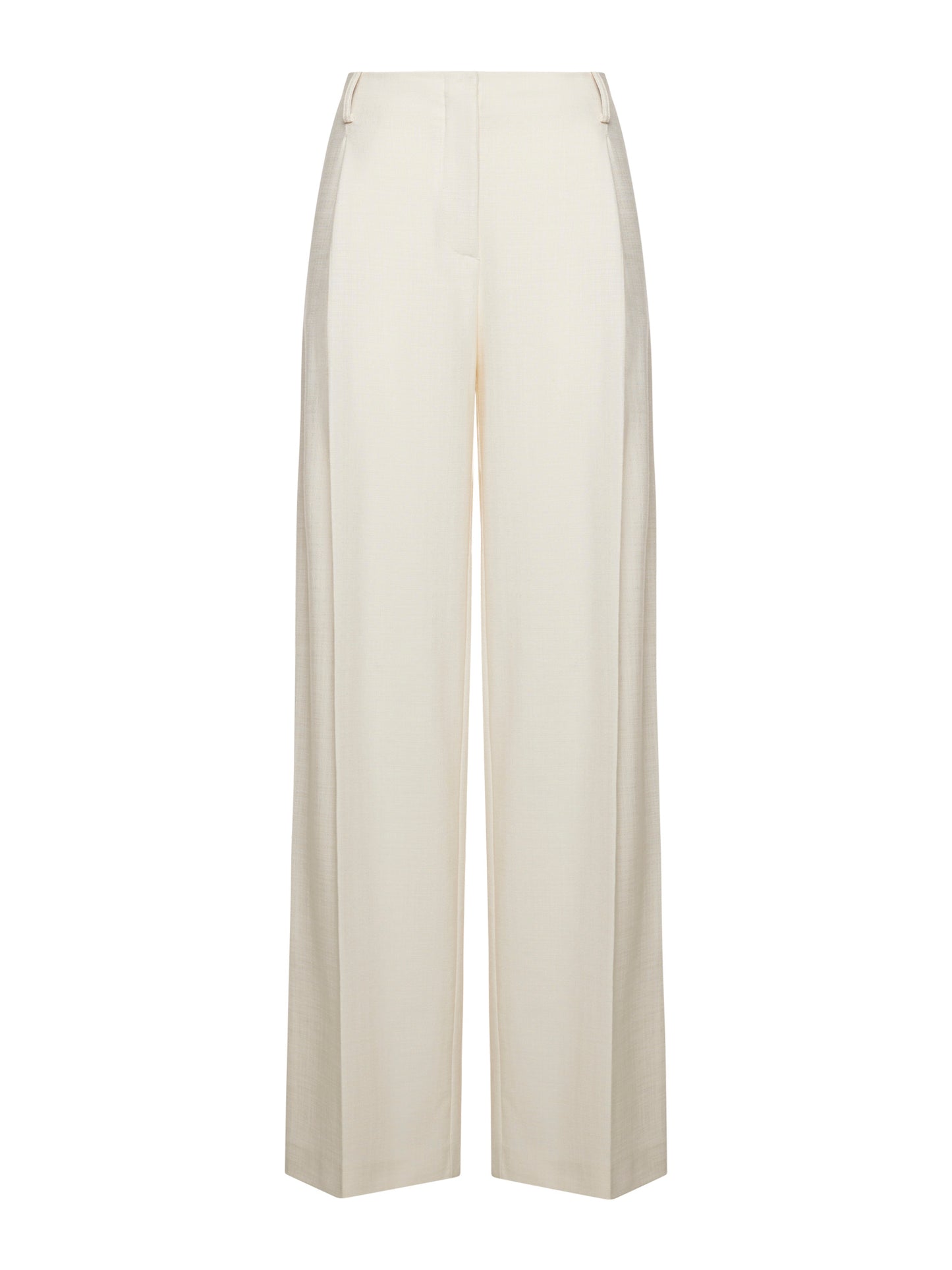 Wide-leg trousers in luxury woven fabric with front pleat