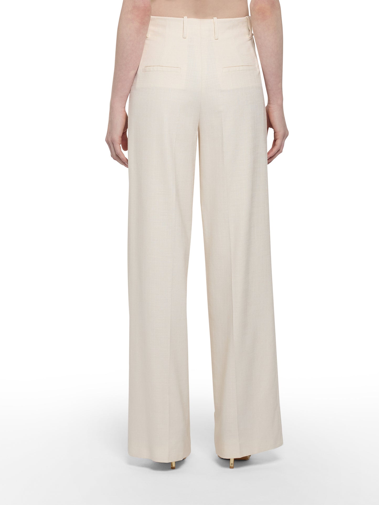 Wide-leg trousers in luxury woven fabric with front pleat