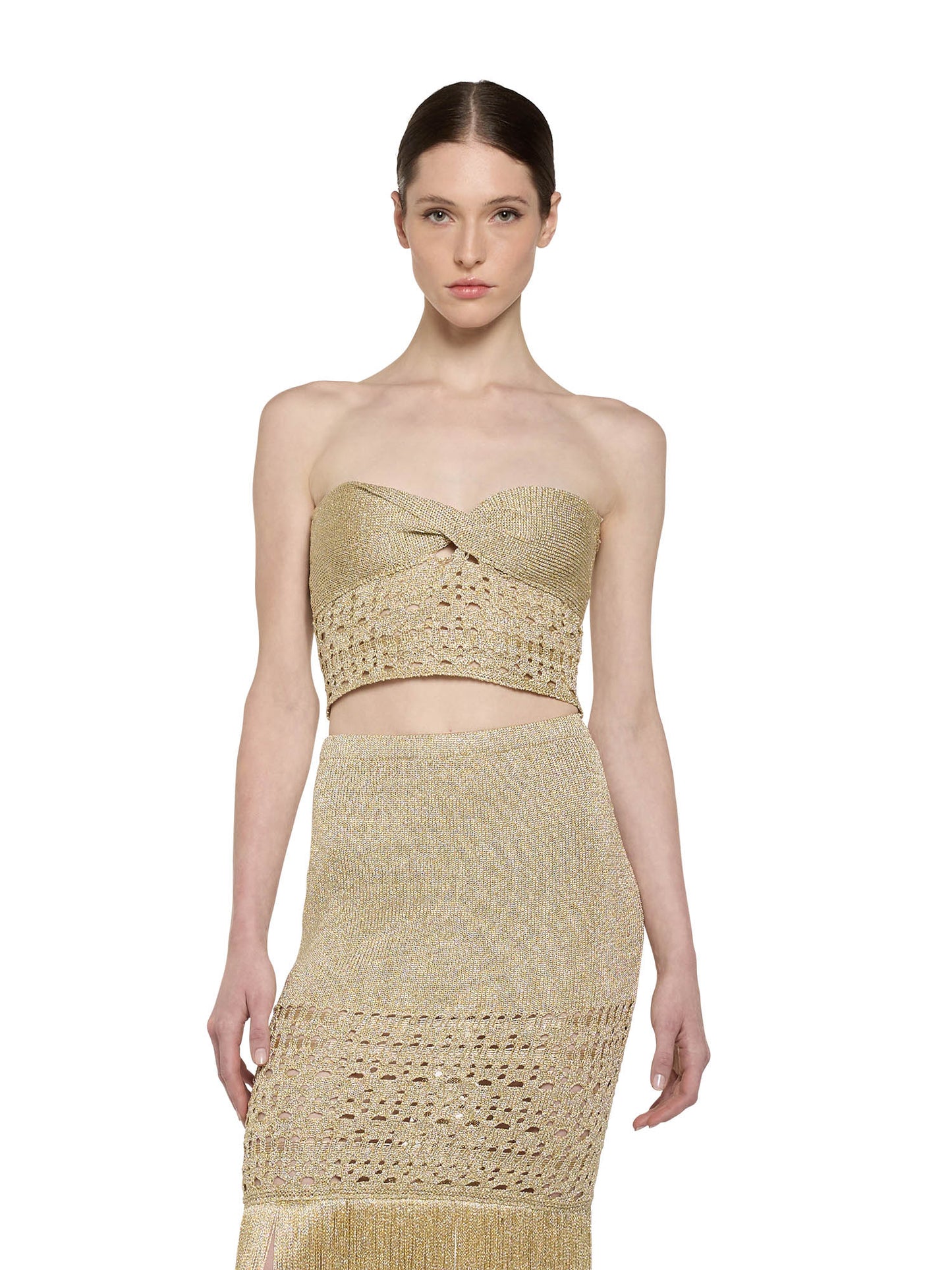 Top bustier in lurex traforato