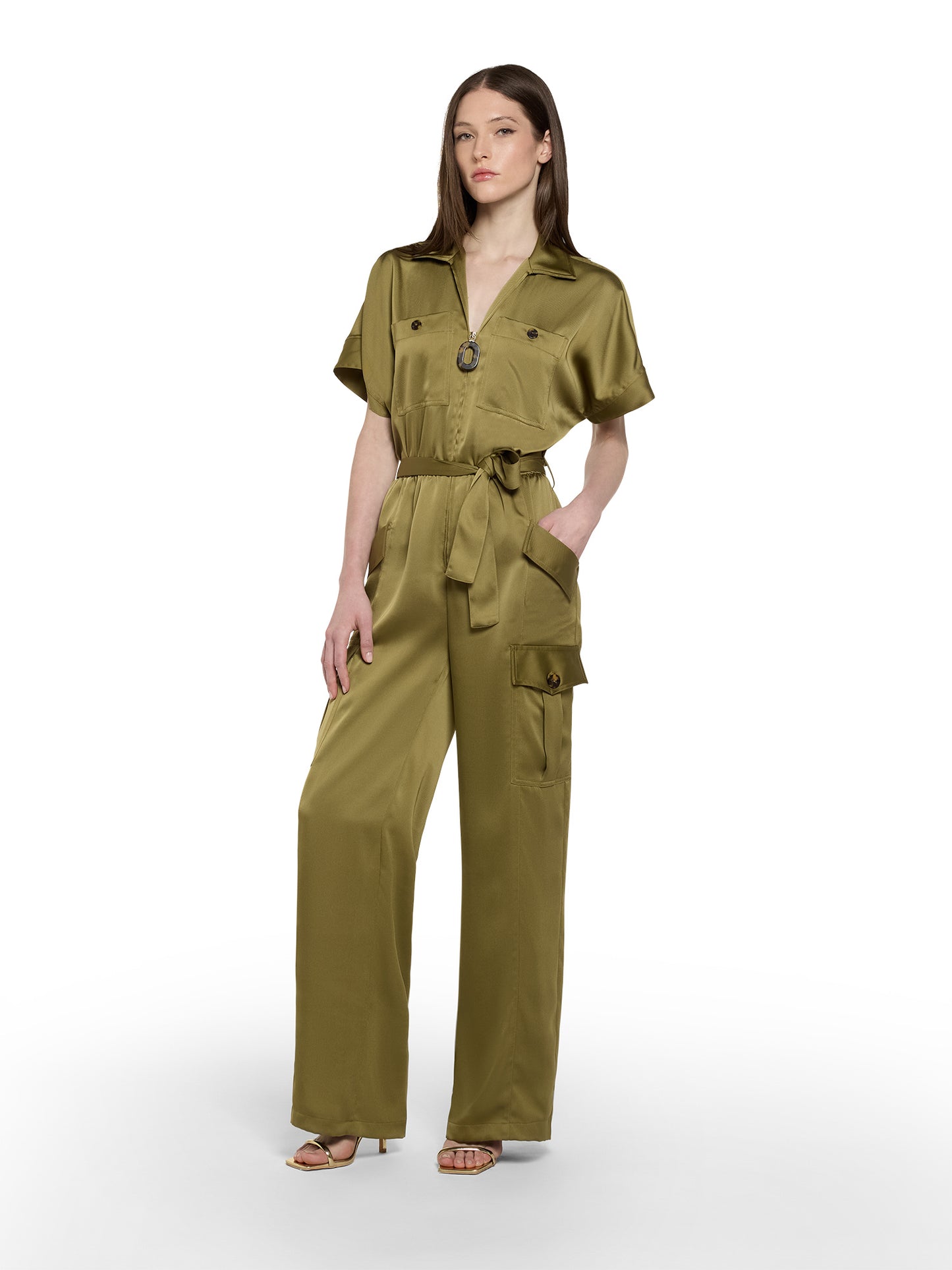 Jumpsuit in fluid cavalry fabric