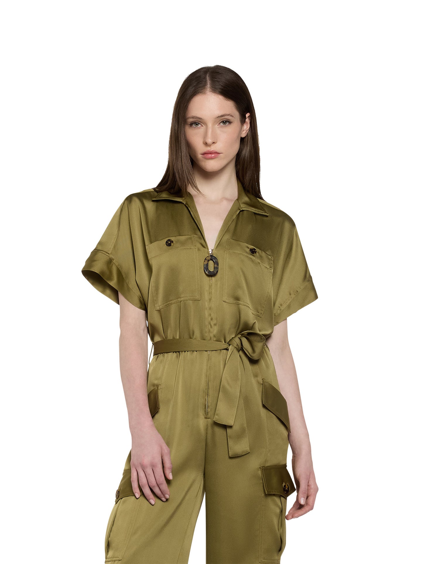 Jumpsuit in fluid cavalry fabric