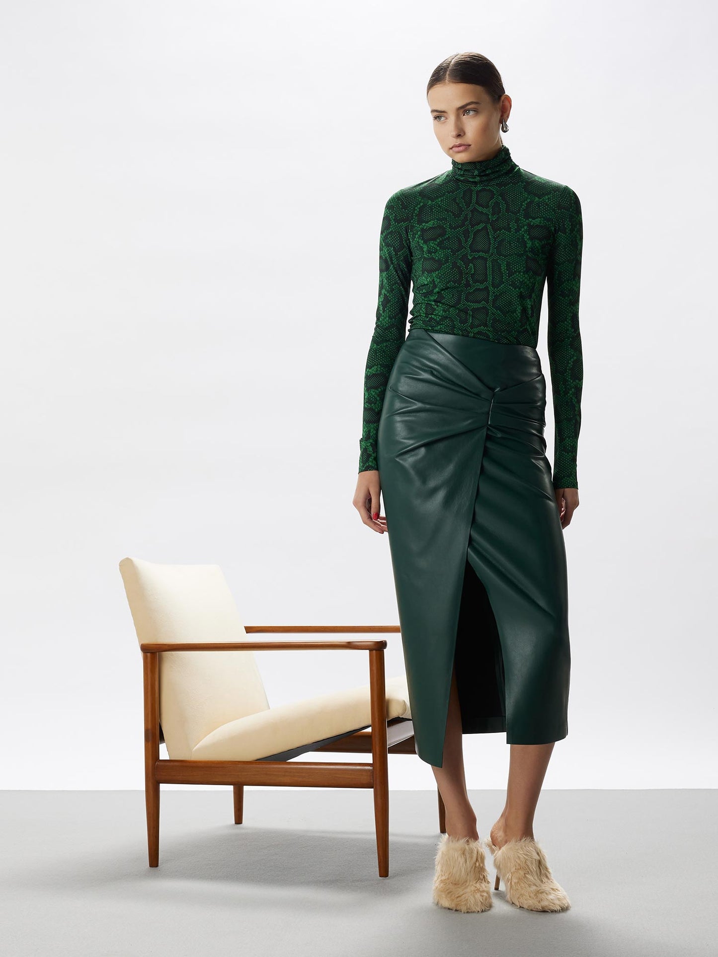 Viscose jersey turtleneck with python print